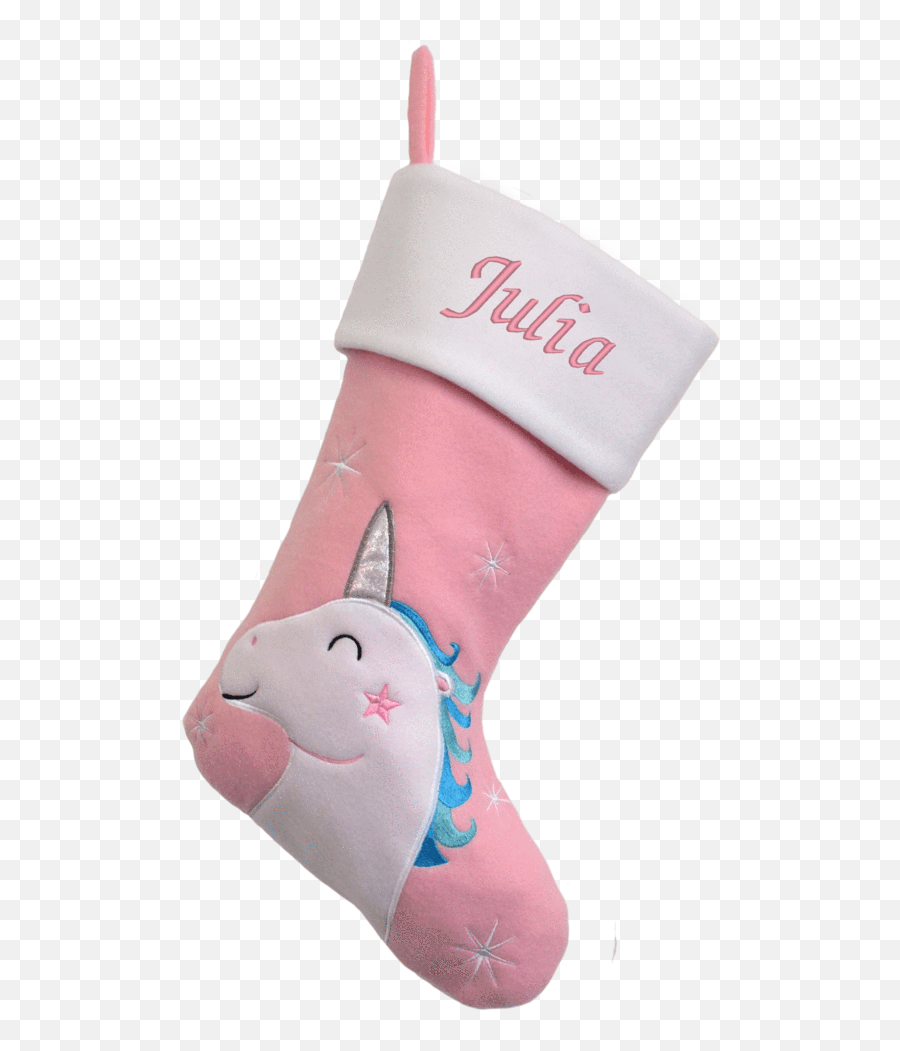 Personalised Embroidered Luxury Unicorn Christmas Stocking - Girly Emoji,Christmas Emojis 2019