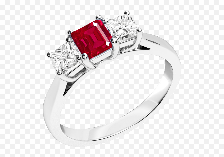 Ruby And Diamond Ring For Women In 18ct White Gold With A Emoji,Emotions Of Ruby