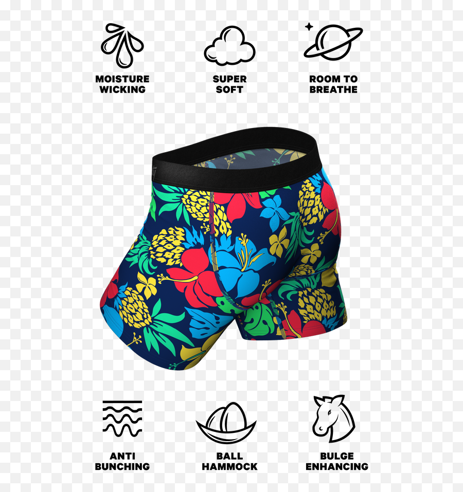 The Big Kahunas Hawaiian Print Ball Hammock Pouch Emoji,Brief Emoji