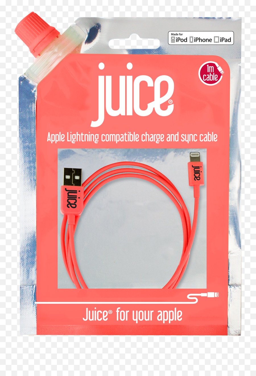Juice Usb Lightning Connector Cable Coral 1 Mtr - Portable Emoji,Im All Ears Emoji