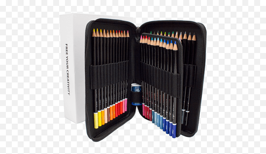 Premium 48 Colored Pencil Set With Case And Sharpener - Colored Pencil Case Emoji,Emoji Pencil Case Amazon