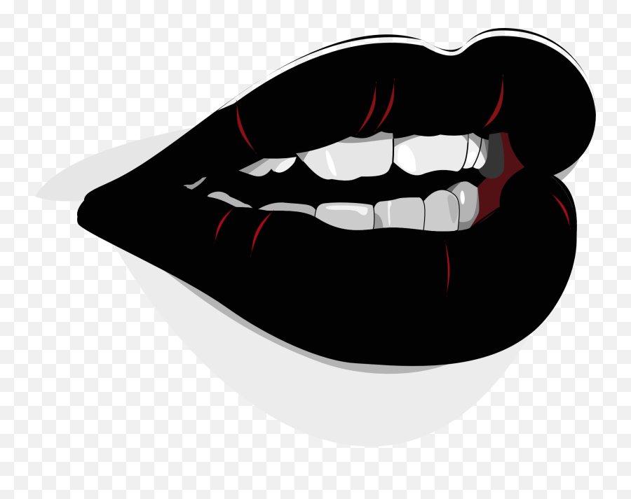 Black And White Png Mouth U0026 Free Black And White Mouthpng - Mouth Clip Art Emoji,Biting Lip Emoji