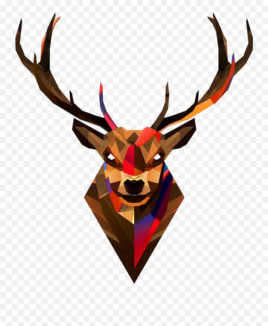 Red Deer Head Antler Wallpaper - Geometric Animals Emoji,Deer Emoticon Facebook