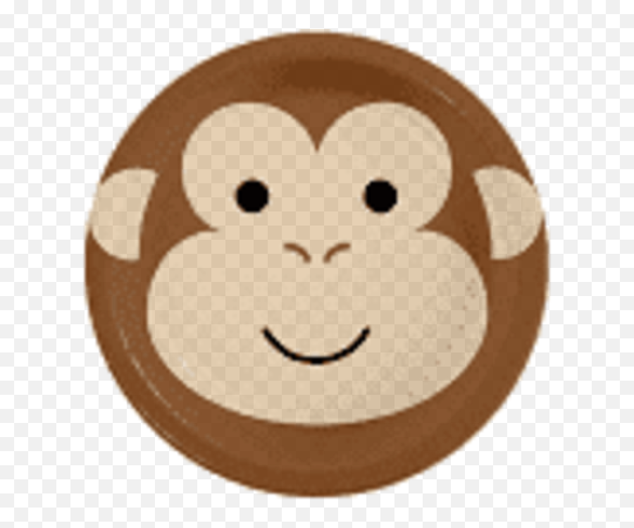 Paper Plates 8 Ct - Monkey Round Emoji,Monkey Face Emoticon
