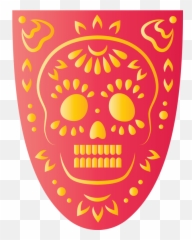 Day Of The Dead Smiley Yellow Circle - Dot Emoji,What Is The Emoticon With A Red Circle In The Yello Circle