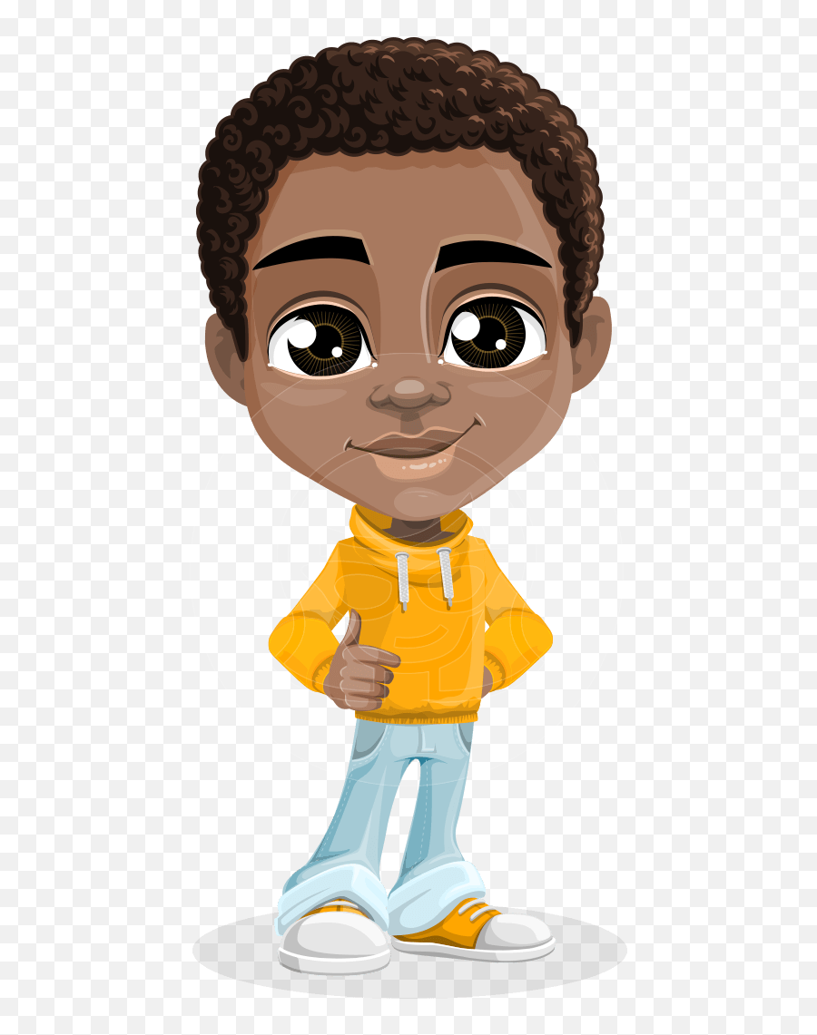 Jorell The Playful Afro - African Boy Cartoon Png Emoji,Pop Art Boy Emotion