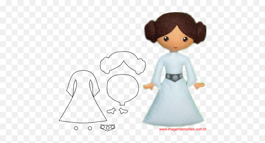 Princesa Leia Star Wars Em Feltro Com - Molde Bonecos Star Wars Feltro Emoji,Molde De Almofada Emoticon