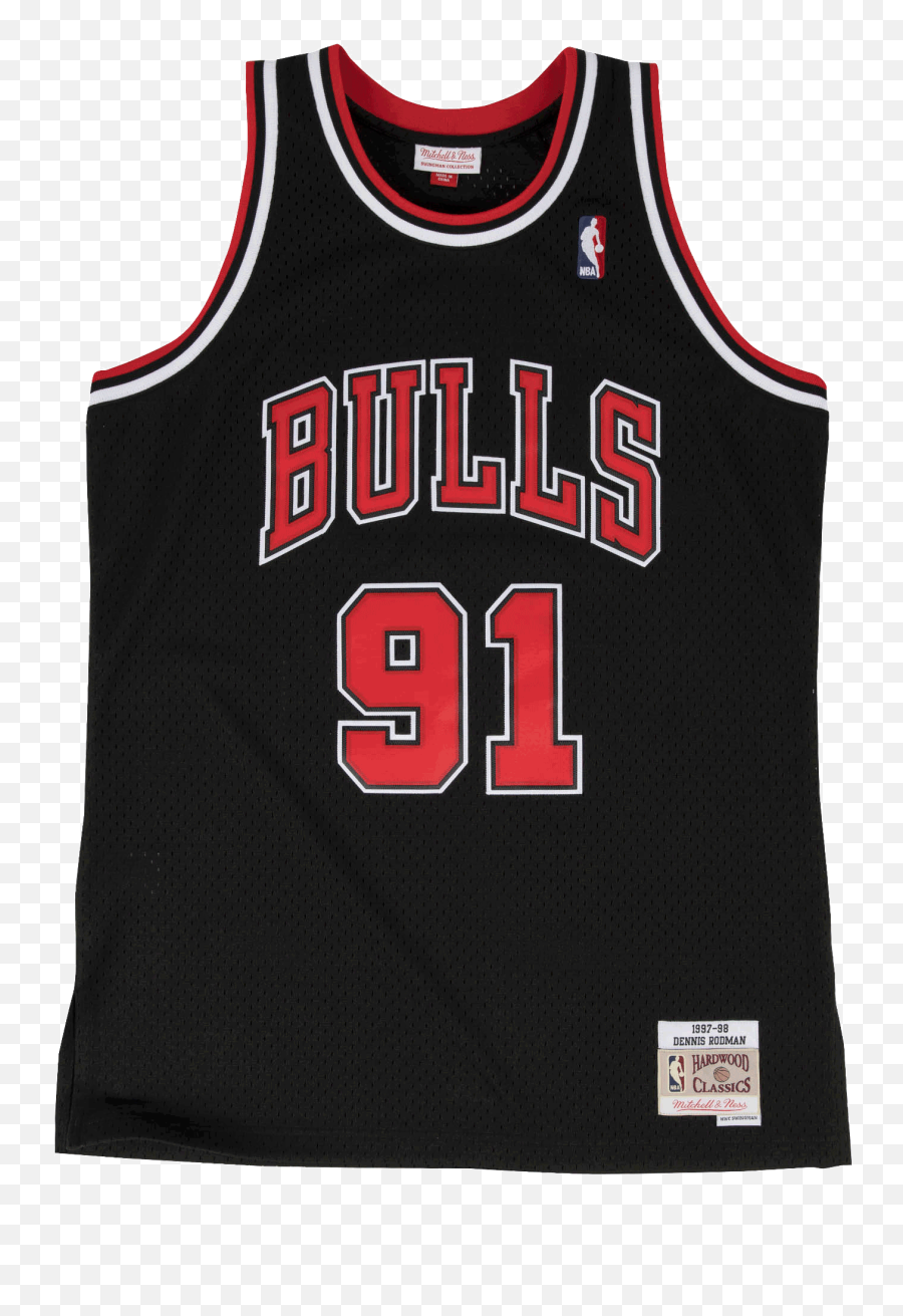 Dennis Rodman 1997 Swingman Jersey - Black Dennis Rodman Jersey Emoji,Rodman Emotion Card