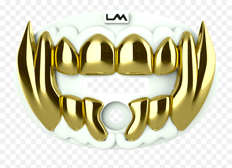 3d Chrome Beast - White U0026 Gold Football Mouthpieces Emoji,Werewolf Fangs Emoticon