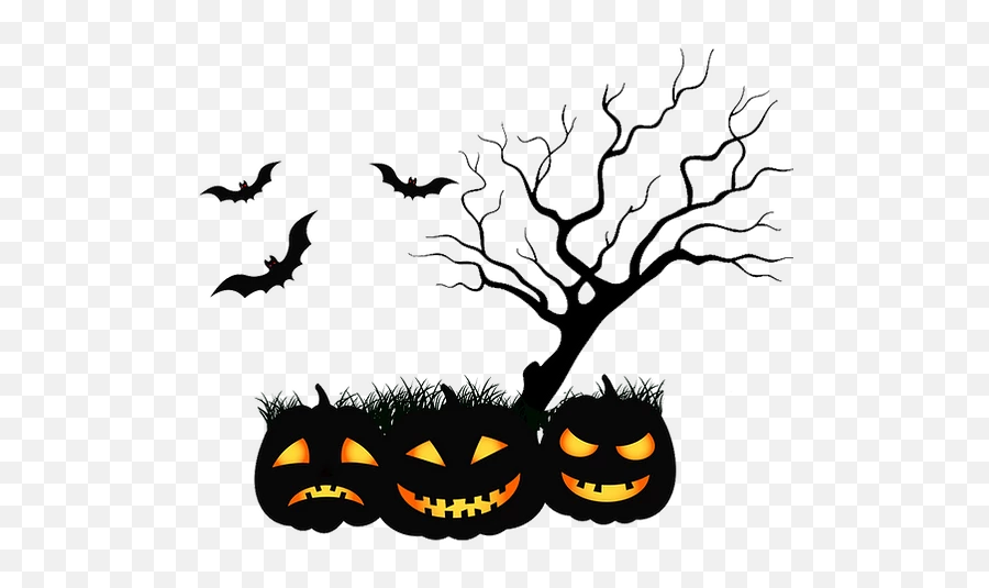 Halloween Tree With Pumpkins Free Png Images - Free Digital Dessin Arbre Sans Feuille Emoji,Sebastian Emoticons Black Butler