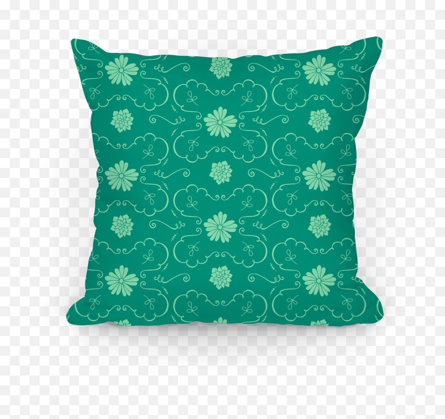 Green Floral Wallpaper Pattern Pillows Lookhuman - Decorative Emoji,Green And Plants Indoor Effect On Human Emotion