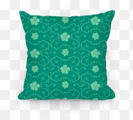 Green Floral Wallpaper Pattern Pillows Lookhuman - Decorative Emoji,Green And Plants Indoor Effect On Human Emotion