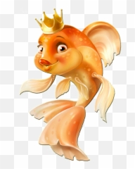 Download Hd The Cutest Golden Fish - Clipart Cartoon Fish Emoji,Queen Emoji Png