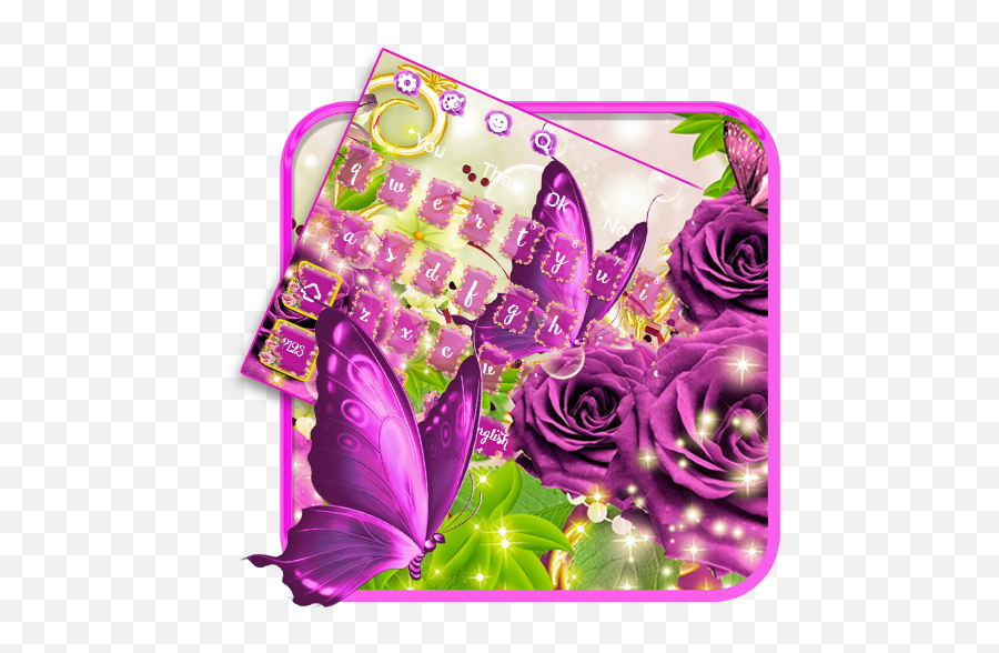 Purple Rose Butterfly Keyboard Theme - Apps On Google Play Girly Emoji,Rose Emoji Jpg