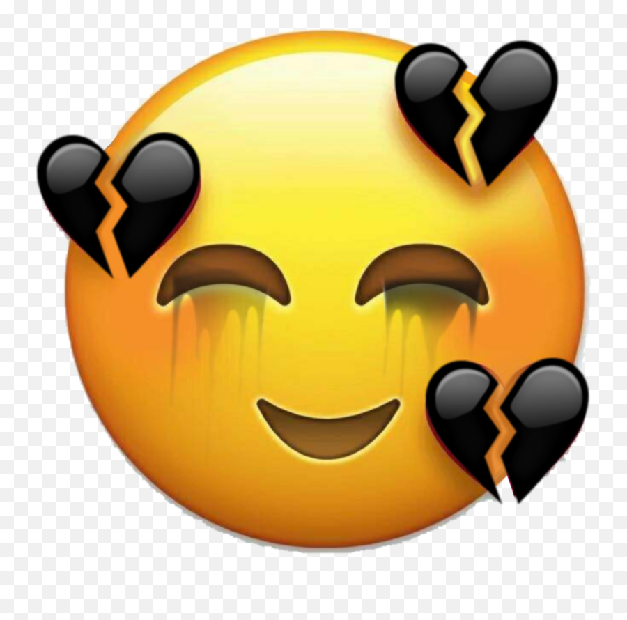 Black Broken Cry Sad Emoji Sticker By Edits For U - Black Heart Face Emoji,Laugh Cry Emoticon