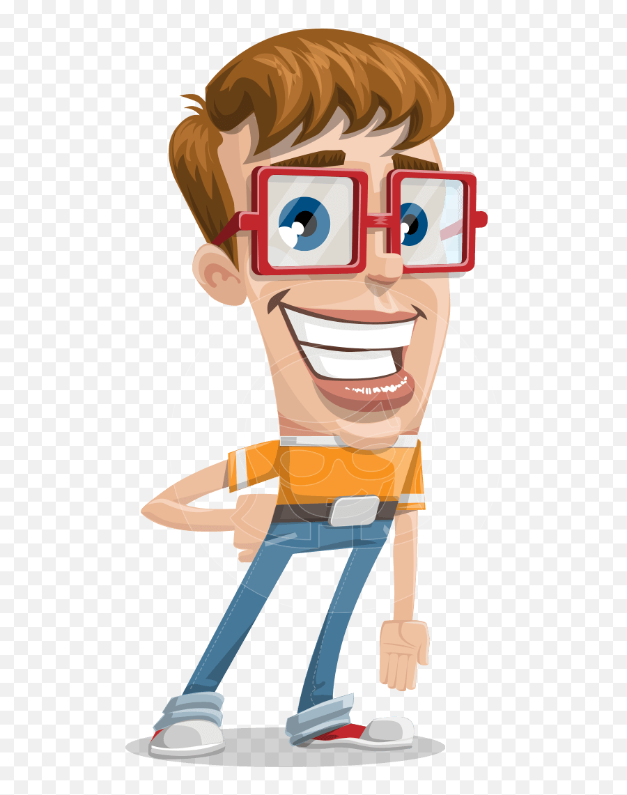 Cute Nerd With Glasses Cartoon Vector - Glasses Cartoon Character Emoji,Nerdy Emotions