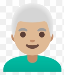 U200d Hombre Con Pelo Blanco Y Tono De Piel Claro Medio Emoji,Emoji Levantando Dedo Indice