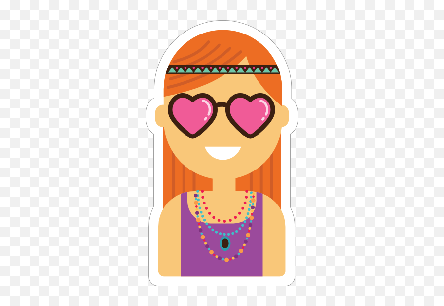Hippie Girl Sticker Emoji,Emoticons With Glasses