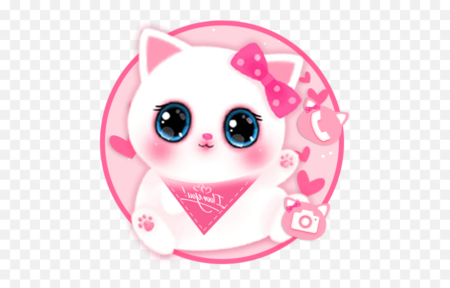 Adorable Pink Cat Themes Hd Wallpapers 3d Icons U2013 Apps No - Wallpaper Emoji,Atalhos Teclado Emoticons Facebook