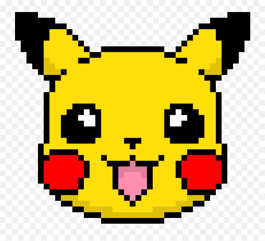 Download Emoticon Art Pikachu Yellow - Pikachu Head Pixel Art Emoji,Emoticon Art