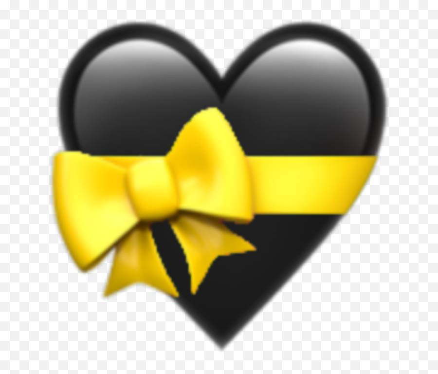 Emoji Heart Black Ribbon Aesthetic - Large Heart Emoji Whatsapp,Ribbon Emoji