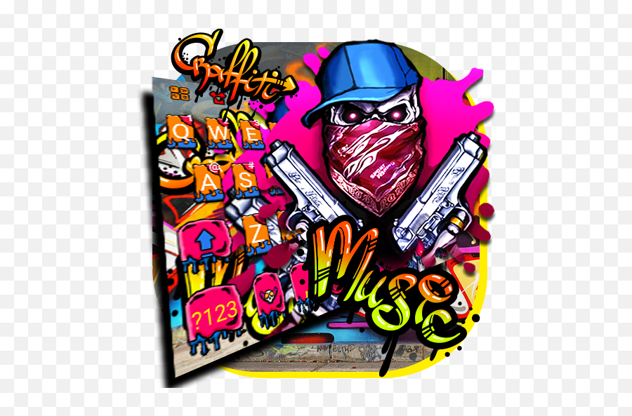 Graffiti Gun Mask Skull Keyboard Theme - Haval Grafiti Yazlar Emoji,Gun Emoji Android