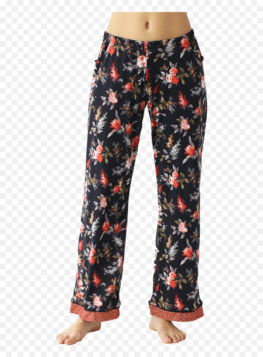 Comfy Cozy Cute Black Floral - For Women Emoji,Soft Pj Pants Emojis