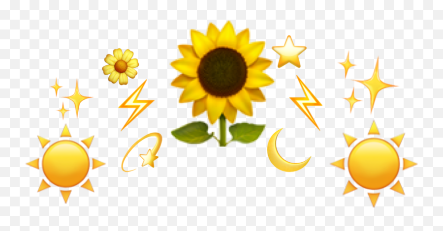 Crown Sunflower Emoji Sticker - Dot,Sunflower Emoji