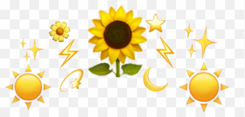 Crown Sunflower Emoji Sticker - Dot,Sunflower Emoji