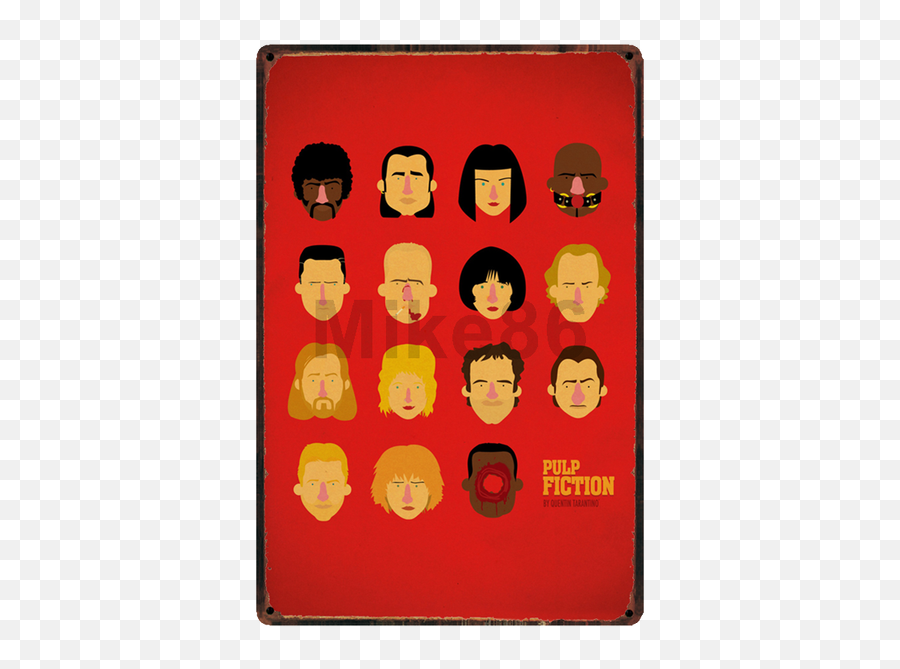 Mike86 Pulp Fiction Fight Club Reservoid Dogs Retro Movie - Pulp Fiction Movie Poster Art Emoji,Hisoka Emoticons