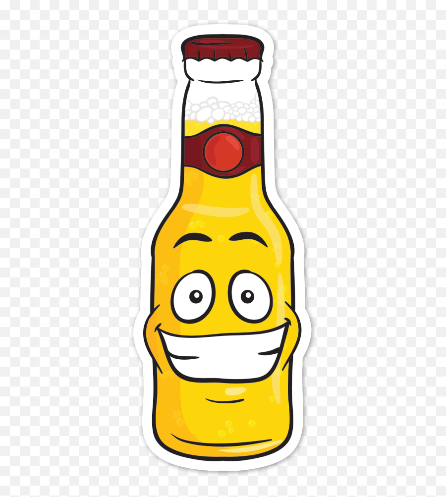 Download Grinning Beer Bottle Emoji - Cartoon Beer Bottle Drawing,Beer Emoji