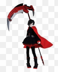 Rwby Ruby Rose Holding Weapon Crescent Rose Transparent Png Emoji,Rose Emoticon For Facebook