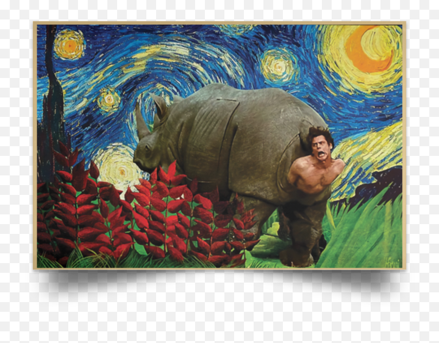 Posters U0026 Prints Rhino Scene Ace Ventura Starry Night Poster Emoji,Emotion With The Starry Night By Van Gogh