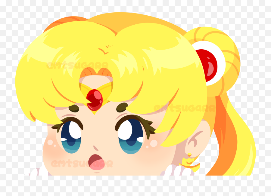 Sailor Moon Sailor Moon Peeker Emoji,Moon With Full Face Emoji