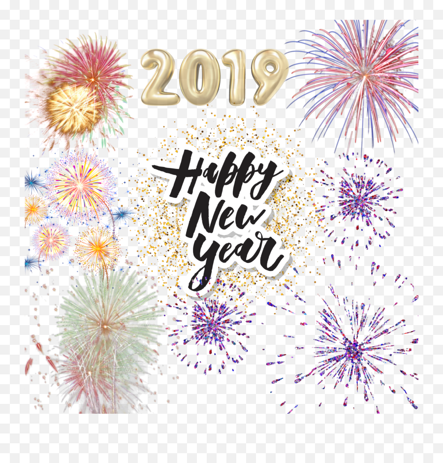 Happynewyear 2019 Fireworks Sticker By Wiki Lorho - Watercolor Happy New Year Emoji,New Year's Emoji