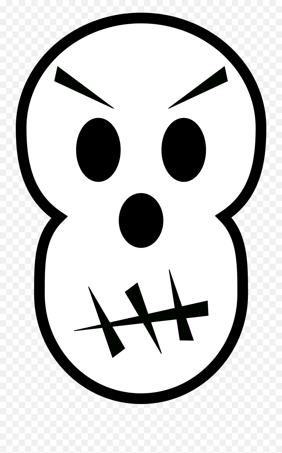 Angry Skull Halloween Black White Line Art Scalable - Emoji Halloween Images Black And White,Skull Emoji