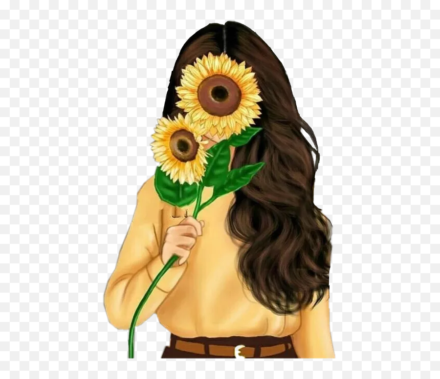 Cute Girl Wallpaper - Sunflower Girl Aesthetic Drawing Emoji,Girls Emoji Bathing Suit