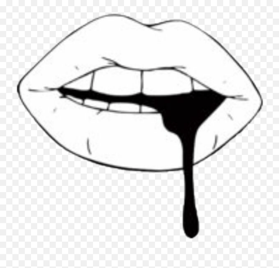 Tumblr Png Sticker - Lip Black Tint Aesthetic Png Sticker Lips Dripping Drawing Emoji,White Emojis Lips