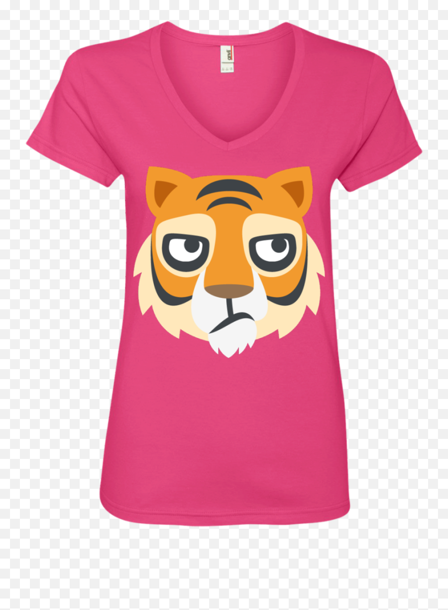 Tiger Face Emoji Ladiesu0027 V - Neck Tshirt U2013 Wind Vandy,Animal Prints Emoji
