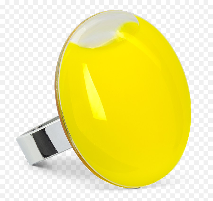 Glass Ring - Galet Medium Milk Yellow Emoji,Chrome No Coin Emoji