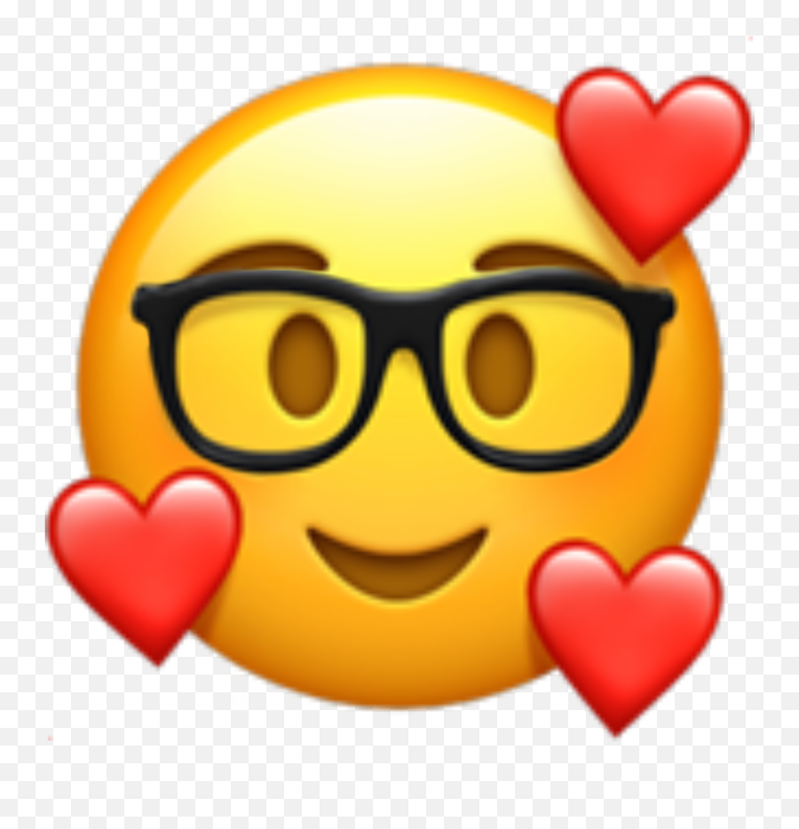 Nerd Glasses Hearts Emoji Sticker By Liadez - Pleading Emoji With Hearts,Nerd Emoji