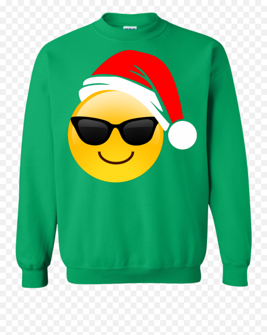 Download Hd Emoji Christmas Shirt Cool Sunglasses Santa Hat - Christmas With Family Emoji,Santa Emoji
