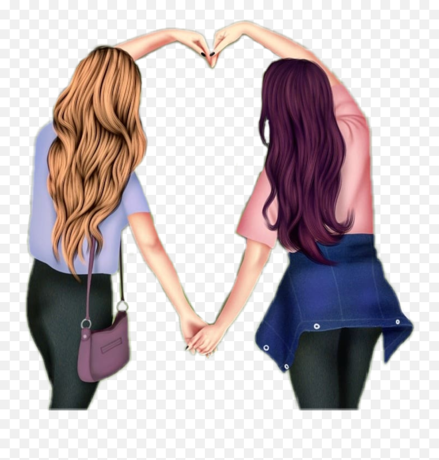 Girls Bff Friends Heart Sticker By Emmabeugnies7 - Best Fiends Forever Girl Emoji,What Are The Emojis Next To Girls Holding Hands