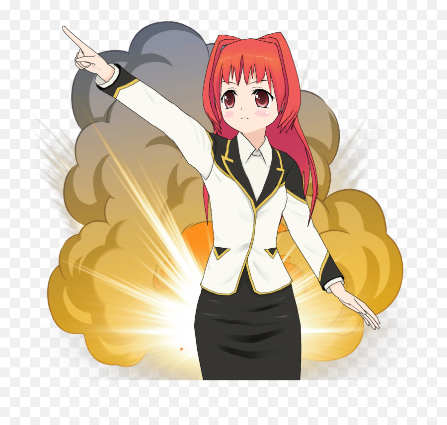 Anime Girl On The Background Of Explosion - Anime Party Png Emoji,Anime Girl Emotions