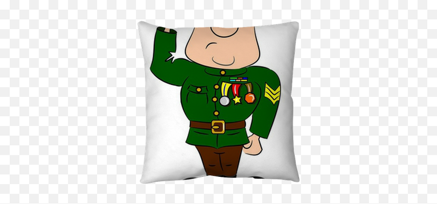 A Saluting Cartoon Soldier In Army Uniform With Medals Throw Pillow U2022 Pixers - We Live To Change Fictional Character Emoji,Army Emoticon