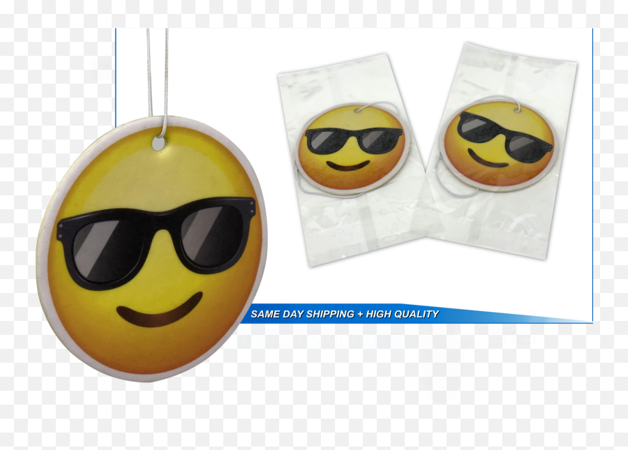 Details About Car Air Freshener 2 Pcs Black Ice And New Car Sun Glasses Emoji - Happy,Glasses Emoji