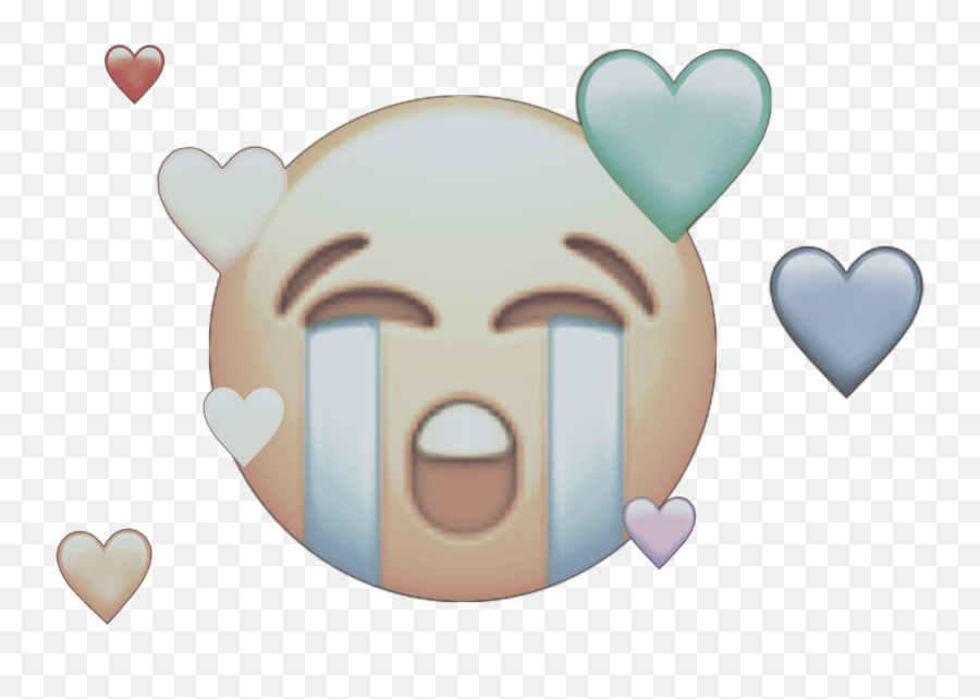 Tumblr Sad Cry Love Heart Sticker By E - Grey Cry Emoji With Hearts,Emotion Meme Tumblr