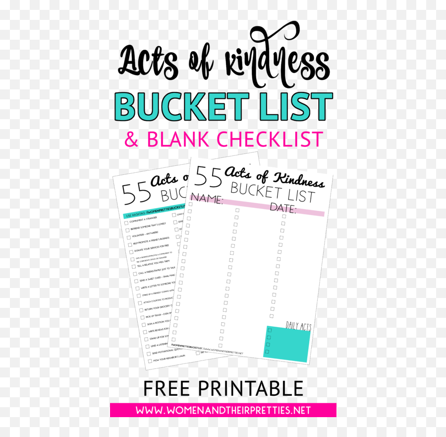 55 Acts Of Kindness Bucket List - Dot Emoji,Emotion Bucket Worksheet