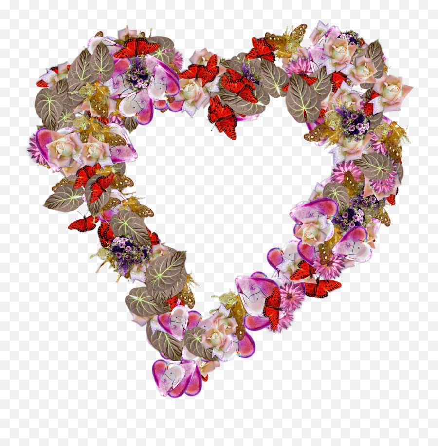 Leaves Png Hd Transparent Background - Heart Made Of Flowers Png Emoji,Wreath Emoji Transparent Background