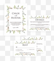 Complete Wedding Invitation Suite - Watercolor Green Leaves Horizontal Emoji,Free Emoji Invitations